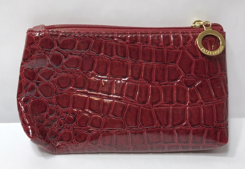 Estee Lauder Makeup Bag Red Small Shiny Material Coin Zipper Purse
