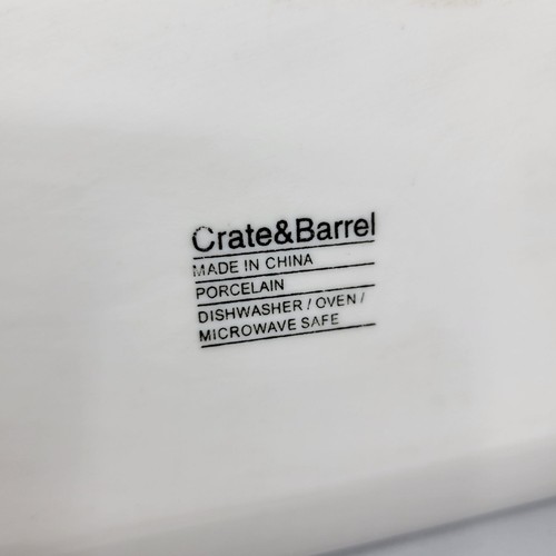 White Porcelain Crate & Barrel Fish Embossed Sushi & Appetizer Plate Set - Picture 6 of 9