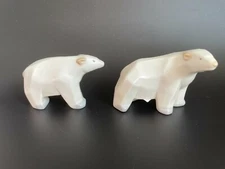 Vintage Pair Crowning Touch Porcelain Polar Bear Mom & Cub Figurines Set MCM