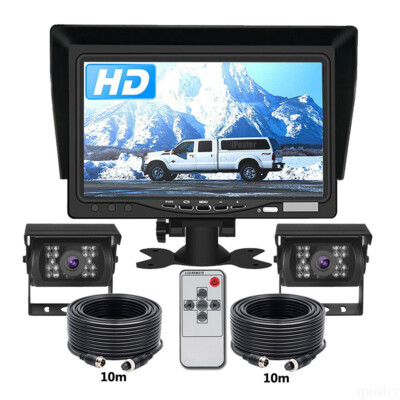 7'' Car Monitor 12v 24v 2x 4 PIN Waterproof IR Rear View Camera 2x 10m For Rv Van