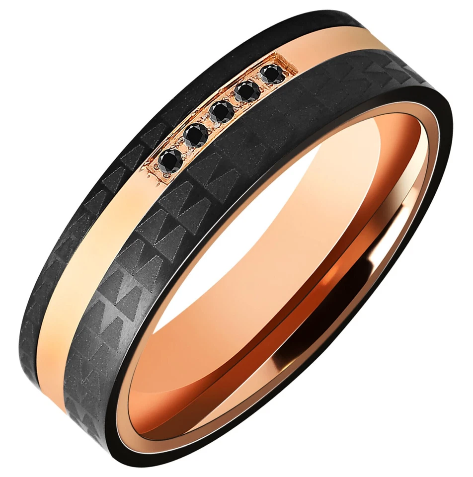 Edelstahlring Verlobungsring Damen Herren Ehering Partnerring bicolor schwarz - Bild 2 von 4
