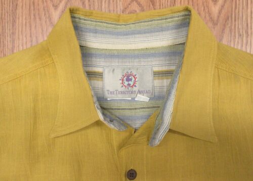 VTG THE TERRITORY AHEAD COTTON CASUAL SHIRT YELLOW/GOLD LARGE, L - Picture 1 of 3