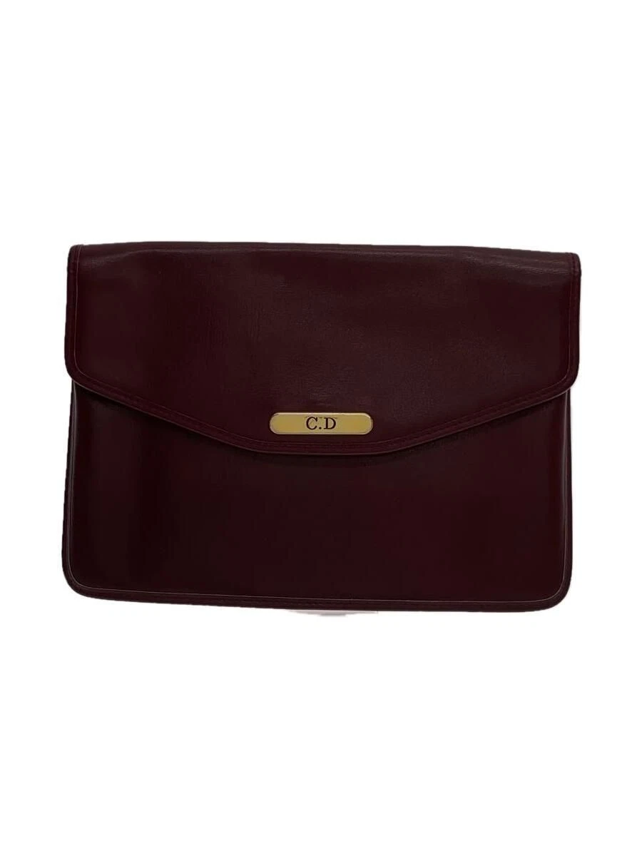 Sac pochette Christian Dior cuir bordeaux occasion