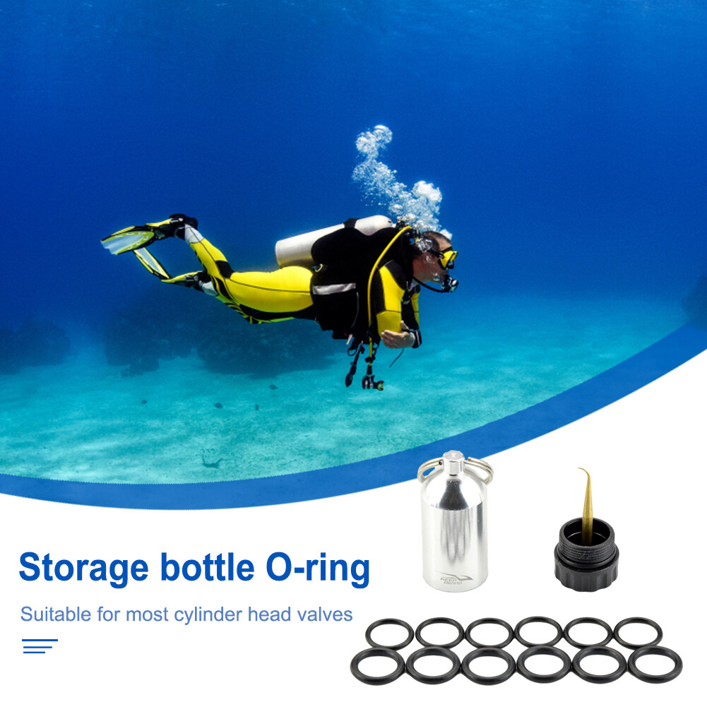 Mini Diving Cylinder Valve with 12 ORings Kit Dive Key Chain (Silver