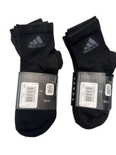 Adidas Socks Mens Medium EU 39-42 Black Cushioned Performance Low Cut 6 Pairs