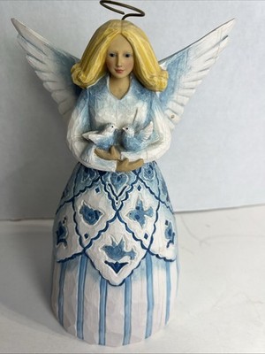 2003 Jim Shore Heartwood Creek Blue Angle w Wings Halo Doves 114406  KK