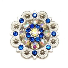 Berry Conchos with Screws Metal Flower Rhinestone Conchos 12 Pieces