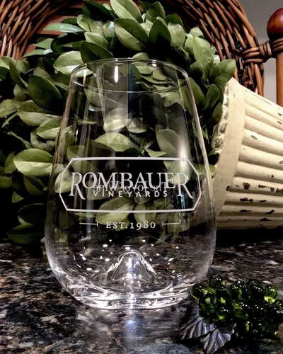 ROMBAUER VINEYARDS Stölzle Crystal Stemless Wine Glass THE JOY OF WINE  PRISTINE