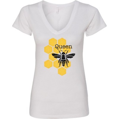 Inktastic Honeycomb Queen Bee Women's V-Neck T-Shirt Bumble Honey Clothing Tees