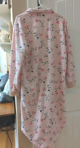 Vintage Gabrielle Intimates Housecoat Nightgown One Sz Pink Full Zipper Pockets - Picture 8 of 8