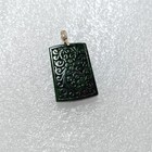 Chinese Natural Green Jade Jadeite Pendant w/ 18K Gold Buckle  — photo 8