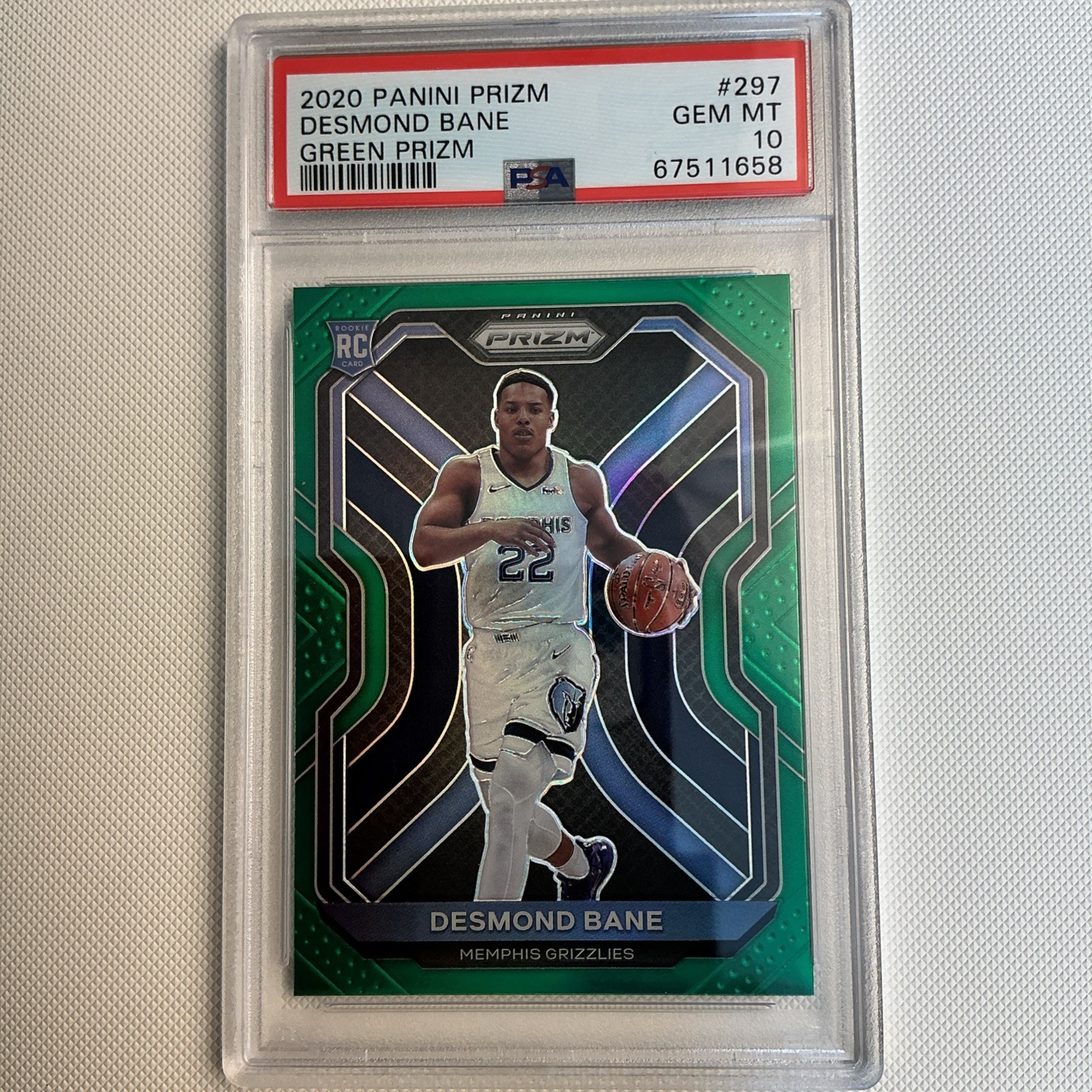 2020 Panini Prizm Desmond Bane #297 RC Green Prizm  PSA 10