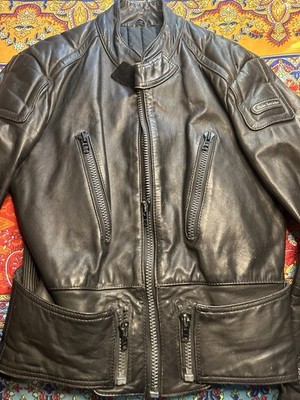Vintage HEIN GERICKE Motorcycle Biker Leather Jacket Black Lined Men's Size 38
