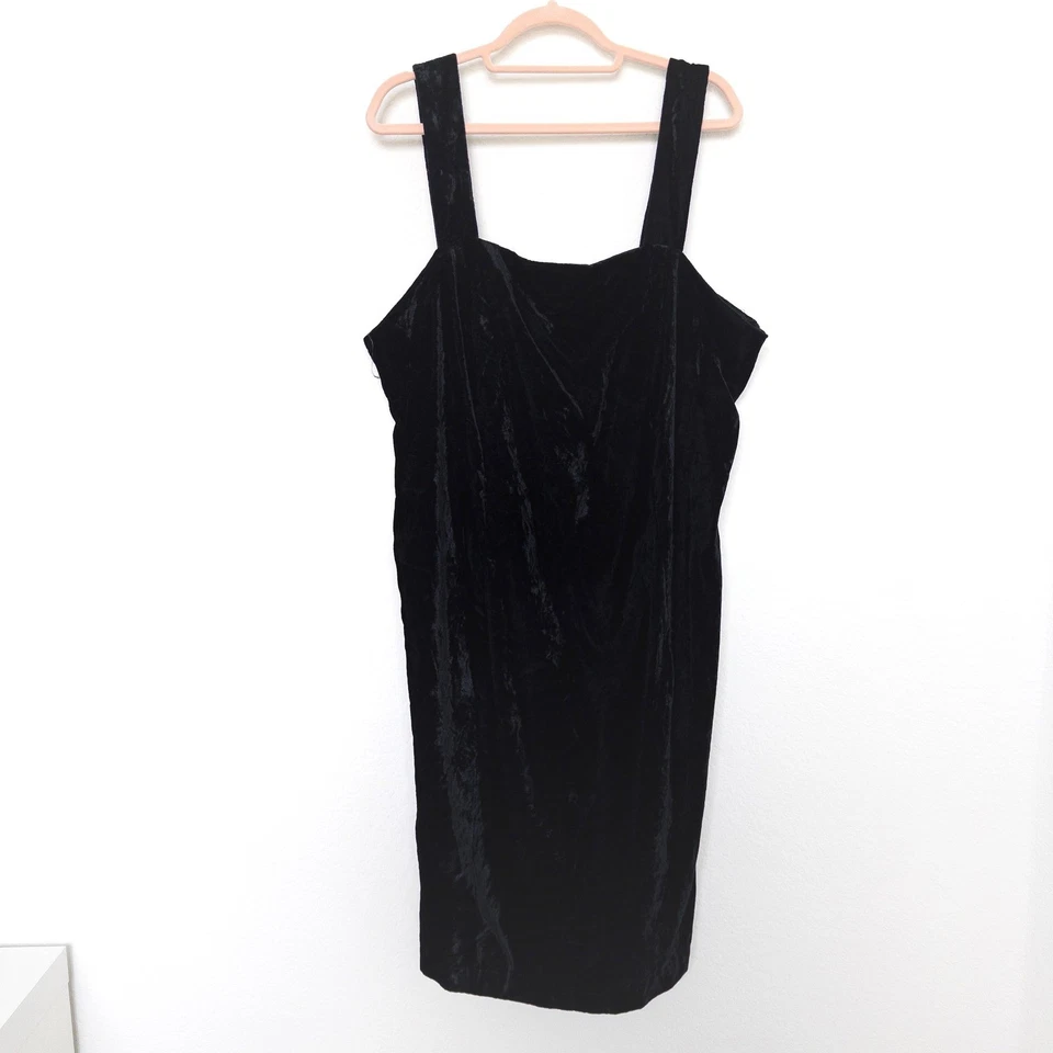 Vestido de terciopelo para mujer talla 22 negro midi cóctel noche fiesta vacaciones retro chic Foto 2 de 4