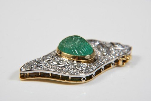 N92N18- Gold 750 18kt Schließe nat. Diamanten ca. 4,86ct Smaragd ca. 7,5ct - Bild 3 von 12