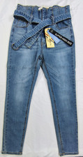 Denim BLVD Belted Women's Jeans Size 11 Medium Wash Skinny High Rise