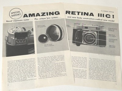 Kodak Retina IIIc Camera - 1955 Test Report Article by Herbert Keppler