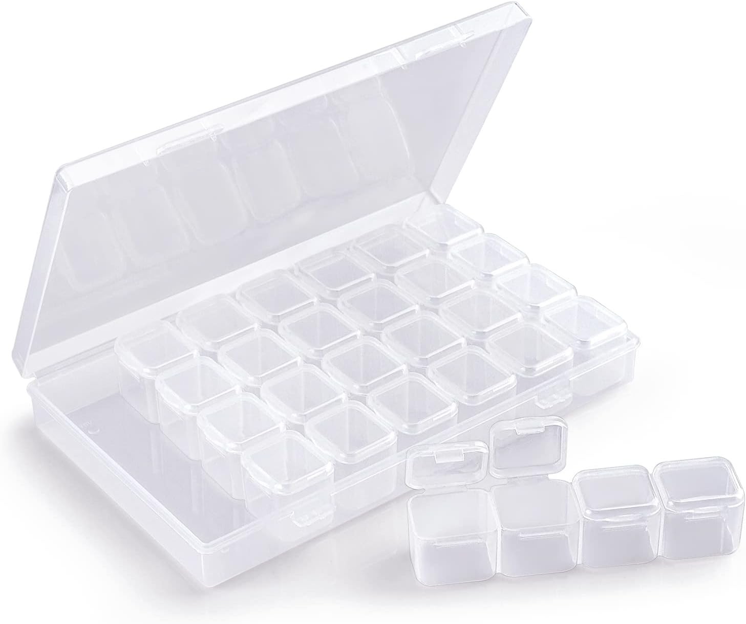 Rhinestone Storage Organizer Box, 28 Grid Clear Plastic,Display Holder Container