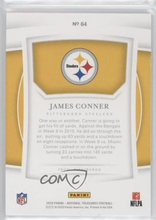 2019 Panini National Treasures Purple /50 James Conner #64 - Image 2 of 2