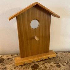 Key Holder Wood Wall Mount Bird House Handmade