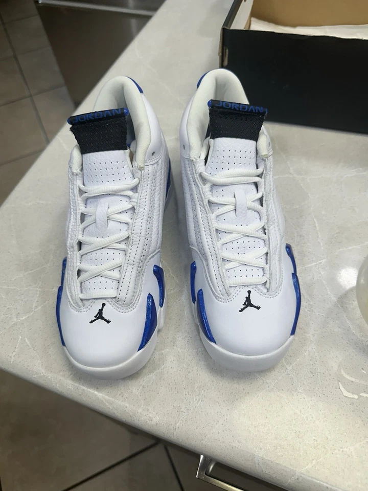 Nike Air Jordan 14 Retro (GS) White Hyper Royal 487524-104  Size 4Y/5.5wmns  - Image 3 of 4