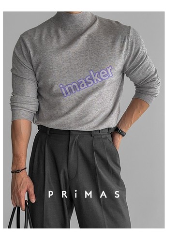 Suéter Tejido Cuello Alto Para Hombre Otoño/Invierno Color Sólido Suéter Prendas para el torso Negocios - Imagen 6 de 27