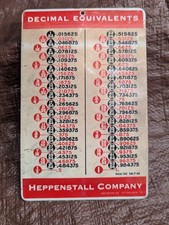 vintage tool chART HEPPENSTALL CO DRAFT ANGLES die block hardtem decimal equival