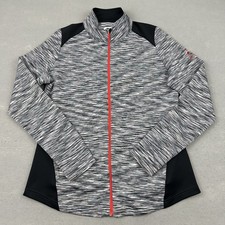 Footjoy Golf Jacket Women Large Gray Full Zip Windbreaker FJ Logo Long Sleeve L