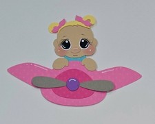 Plane Cute Baby Girl Blonde Hair. Scrapbook, Card Making Paper Piecing