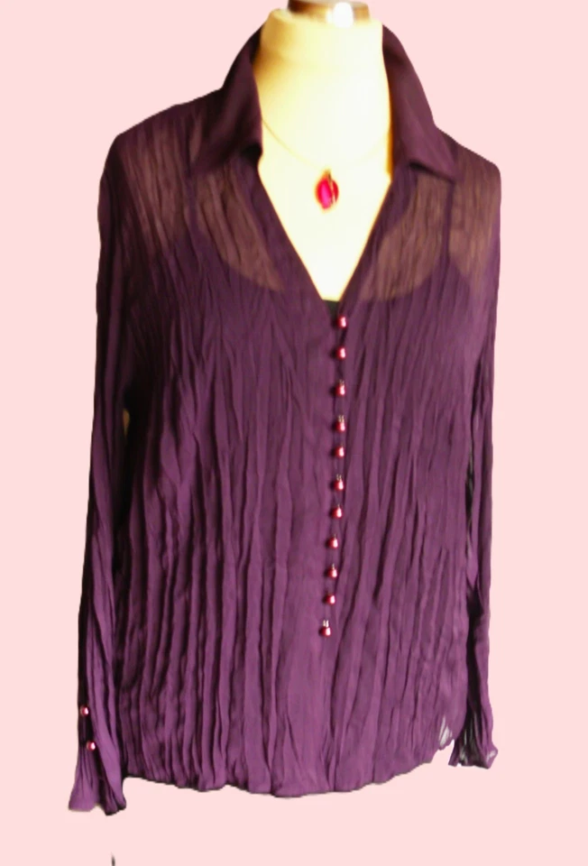 *Samoon* Sehr schöne Plisse-Crash Bluse, Tunika , Traube, Gr: 46, w. neu! - Bild 4 von 4