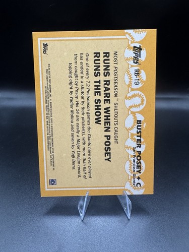2023 Topps Serie 2 Record Breakers Box Topper Buster Posey RB-19 Giants - Imagen 2 de 2