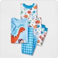 Carter's Toddler Boy 4 Piece Dinosaur Pajama Set Blue 2T / 26595