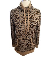 Lisa Rinna Collection Soft Animal Print Leopard Jacquard Camel Pullover XS