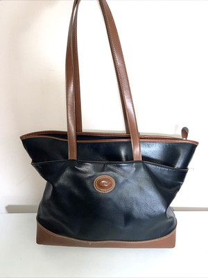 Vintage Esprit purse Faux Leather Black Brown HandBag Purse Tote