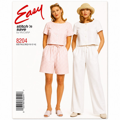 McCalls Easy Stitch N Save 8204 TopPantsShorts Sewing Pattern Misses Size 10 Cut