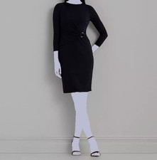 Lauren Ralph Lauren Women's Blue Three-Quarter-Sleeve Jersey-Knit Dress Size 12