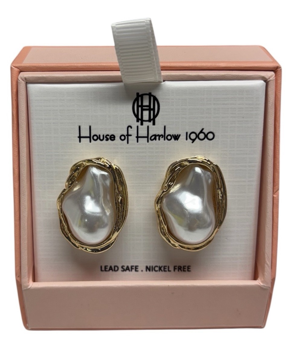 ✳︎10≡28   House of Harlow 1960  ピアス House Of Harlow 1960 Glass Pearl Flower Hoops Boxed | eBay