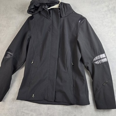 Spyder Women's Size 10 Full-Zip Storm Flap Black Jacket Hoodie Zipper Cuff