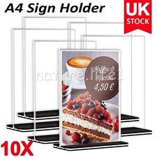10x Sign Print Menu Graphic Holders Acrylic Perspex Plastic Stands  A4 297x210mm