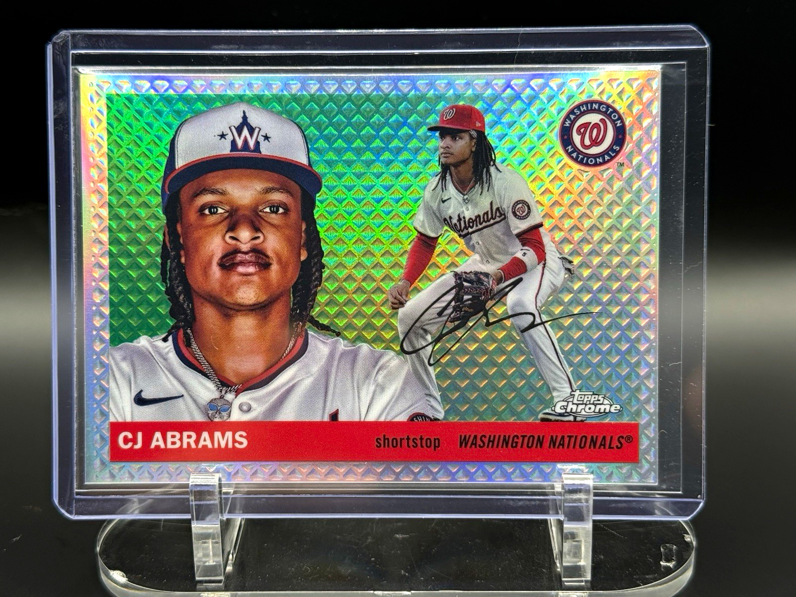 Topps 2025 Chrome Platinum Anniversary CJ Abrams #101 Diamond Etch Auto /55