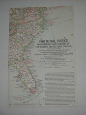 Vtg NATIONAL PARKS MONUMENTS AND SHRINES MAP National Geographic May 1958 9x6"