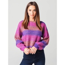 Cupcakes and Cashmere Clem Purple Pink Ombre Striped Pullover Sweater Sz Small