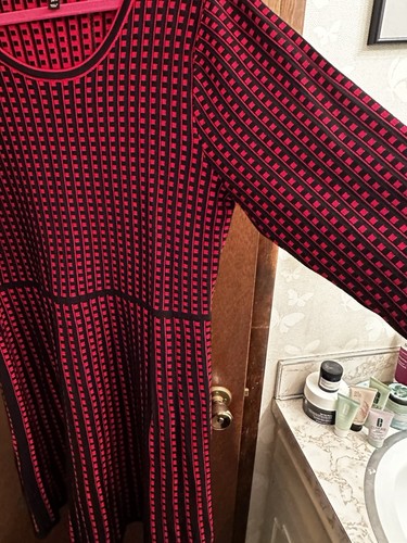 Lane Bryant Red Black Checkered Winter 3/4 Sleeve Sweater Dress 14/16 - Picture 5 of 6