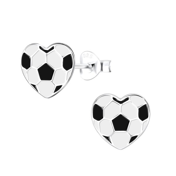 FußBallherz Ohrstecker FußBall Kinder Damen Ohrringe Sterling Silber 925 Wm Em-image