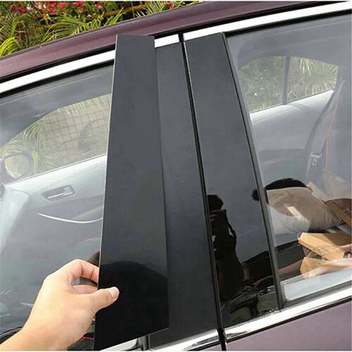 6x Glossy Black Pillar Post Door Molding Trim Fit For Nissan Sentra B16 2007-12