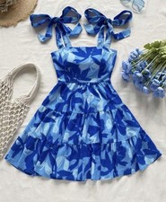 Plus Size 4XL Blue Dress w/ Tie Straps