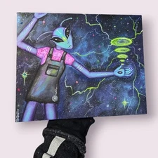 'Alien Energy ' Original Painting By Pixxiidust,  8x10