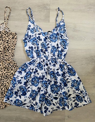 3 x H&M size 4 - 6 - 8 white FLORAL / LEOPARD PRINT PLAYSUIT red BEACH eur 32 - Picture 19 of 24