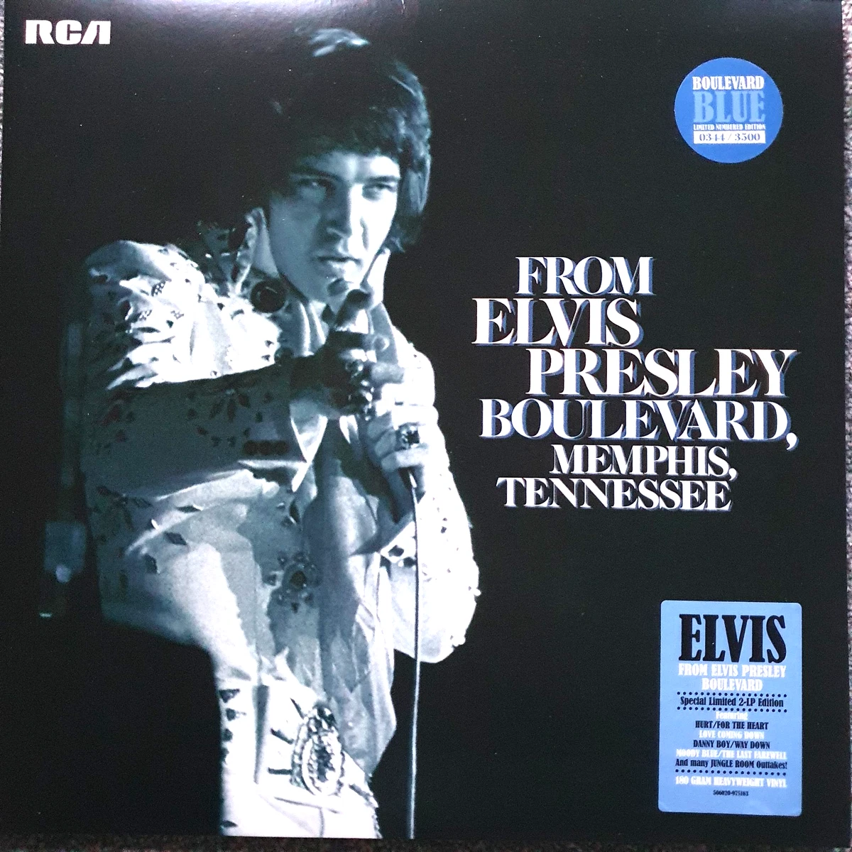 ELVIS PRESLEY "FROM ELVIS PRESLEY BOULEVARD" FTD BLUE VINYL 2LP. W HYPE & BONUS