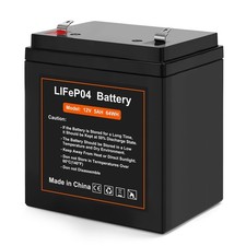 12V 5Ah LiFePO4 Rechargeable Backup Battery with BMS, 2000 Cycles, Garage Do...